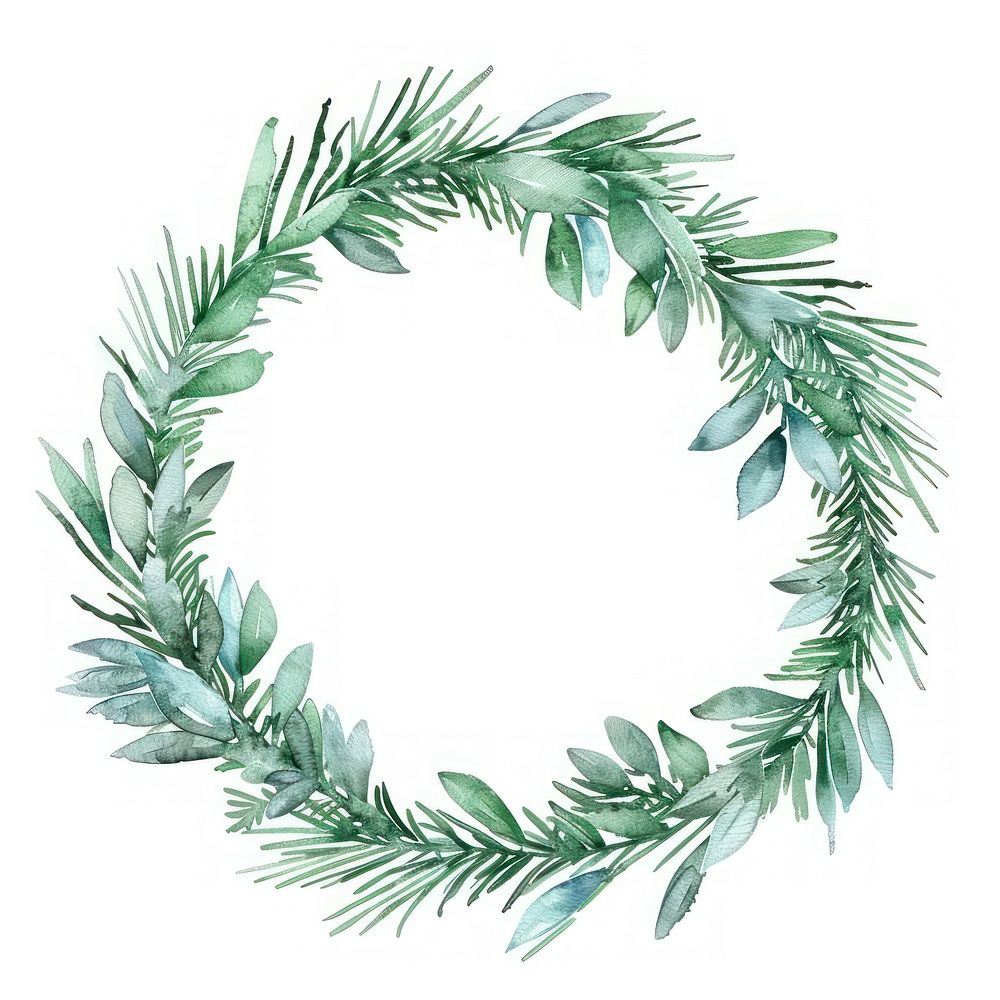 Christmas wreath plant leaf white background.