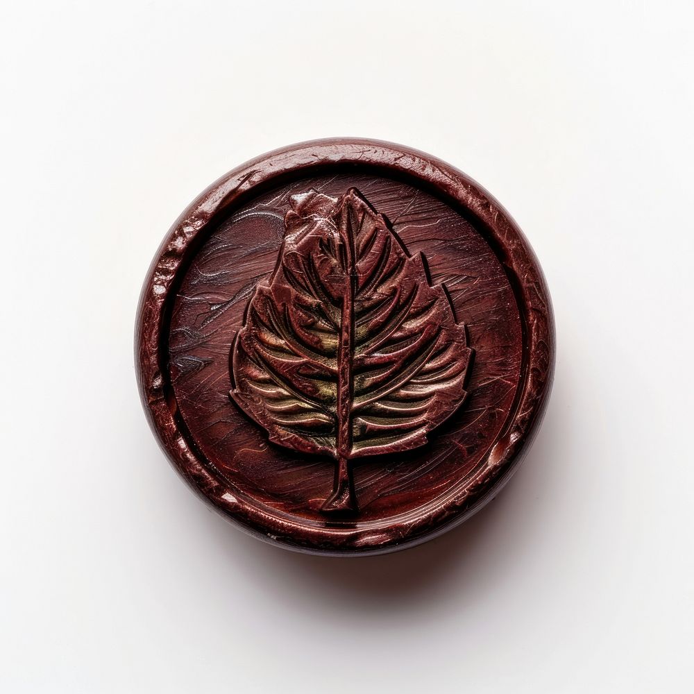 Leaf white background dishware wax seal.