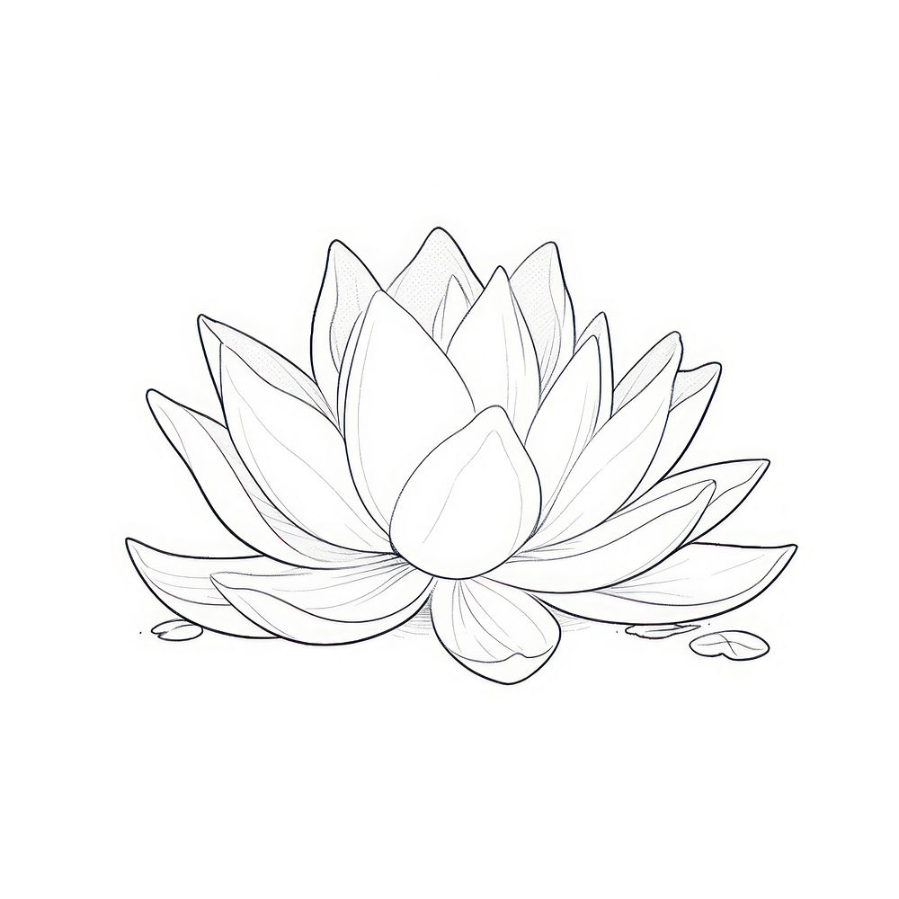 White lotus drawing flower sketch.