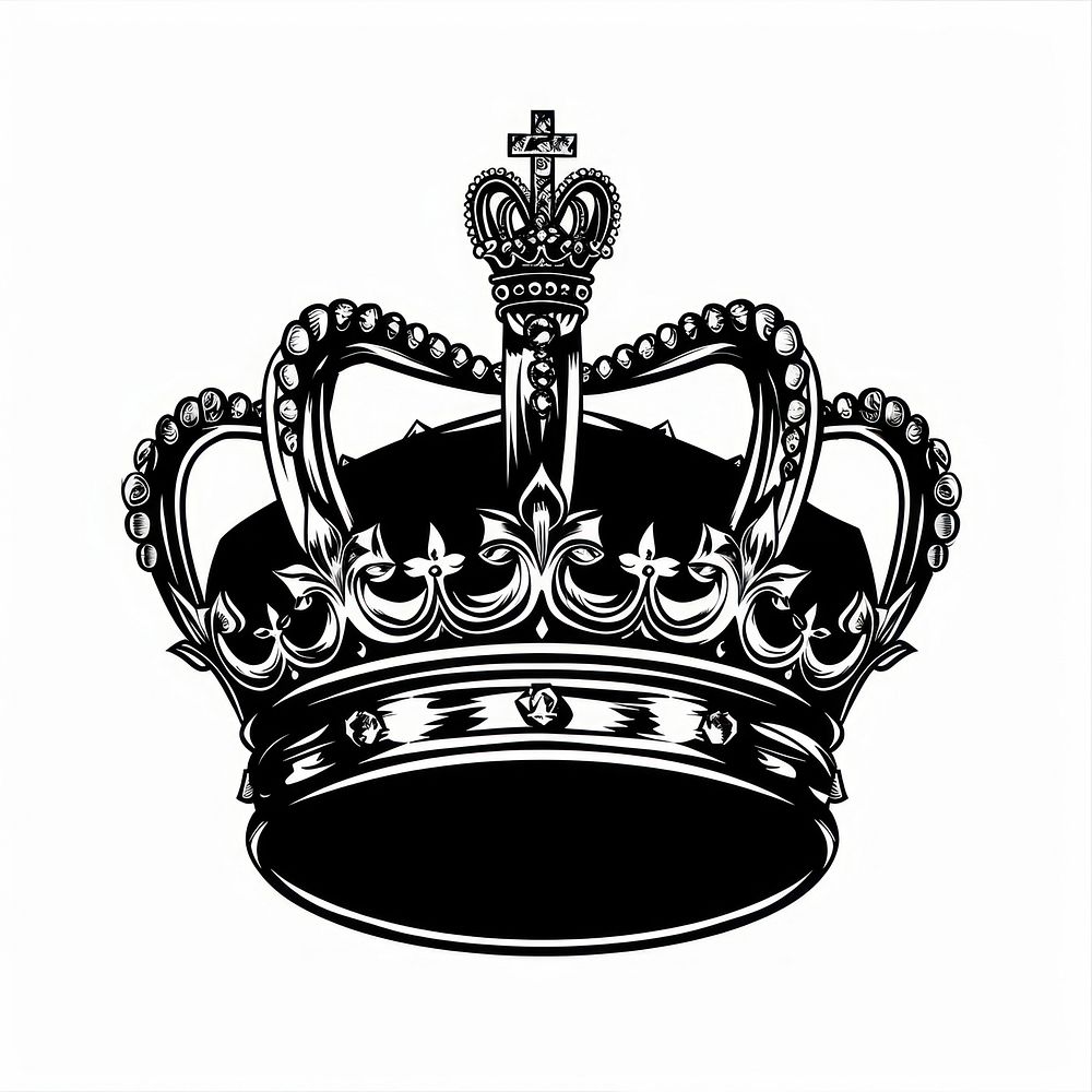 Crown on a jewelry pillow black logo white background.