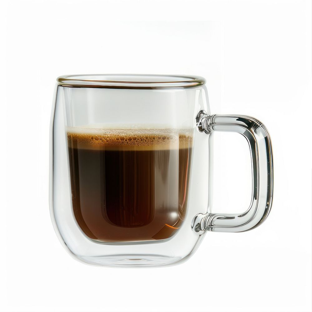 Espresso coffee glass mug transparent.