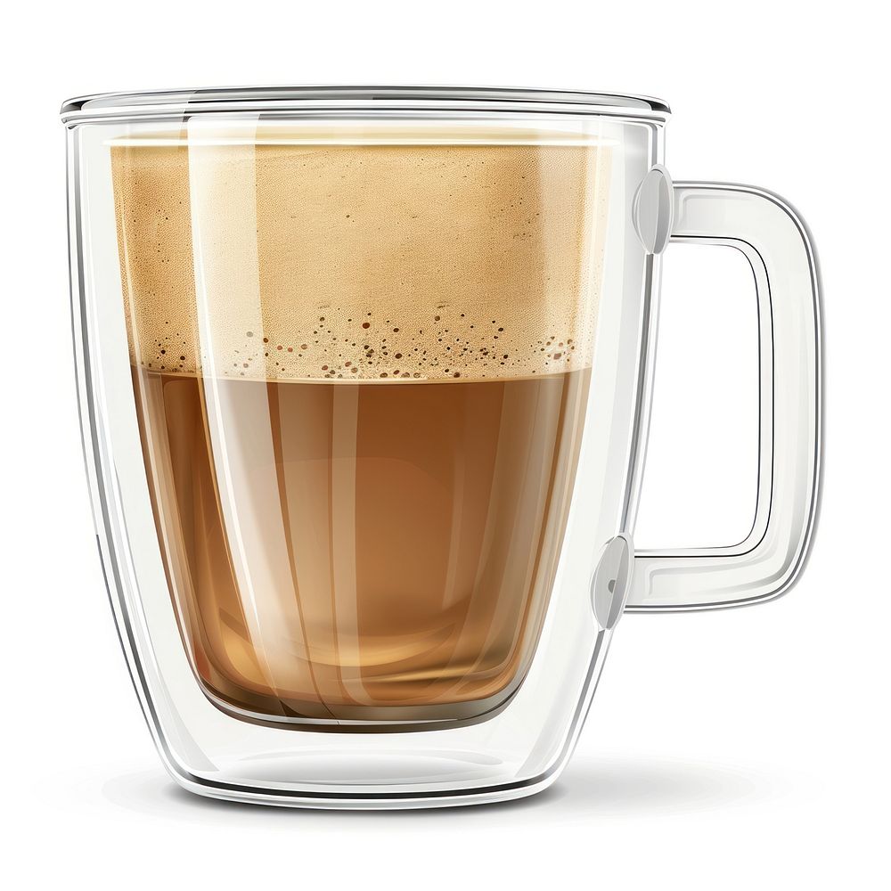 Espresso coffee glass mug drink.