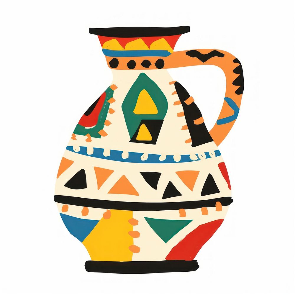 Vector milk impressionism pottery vase jug.
