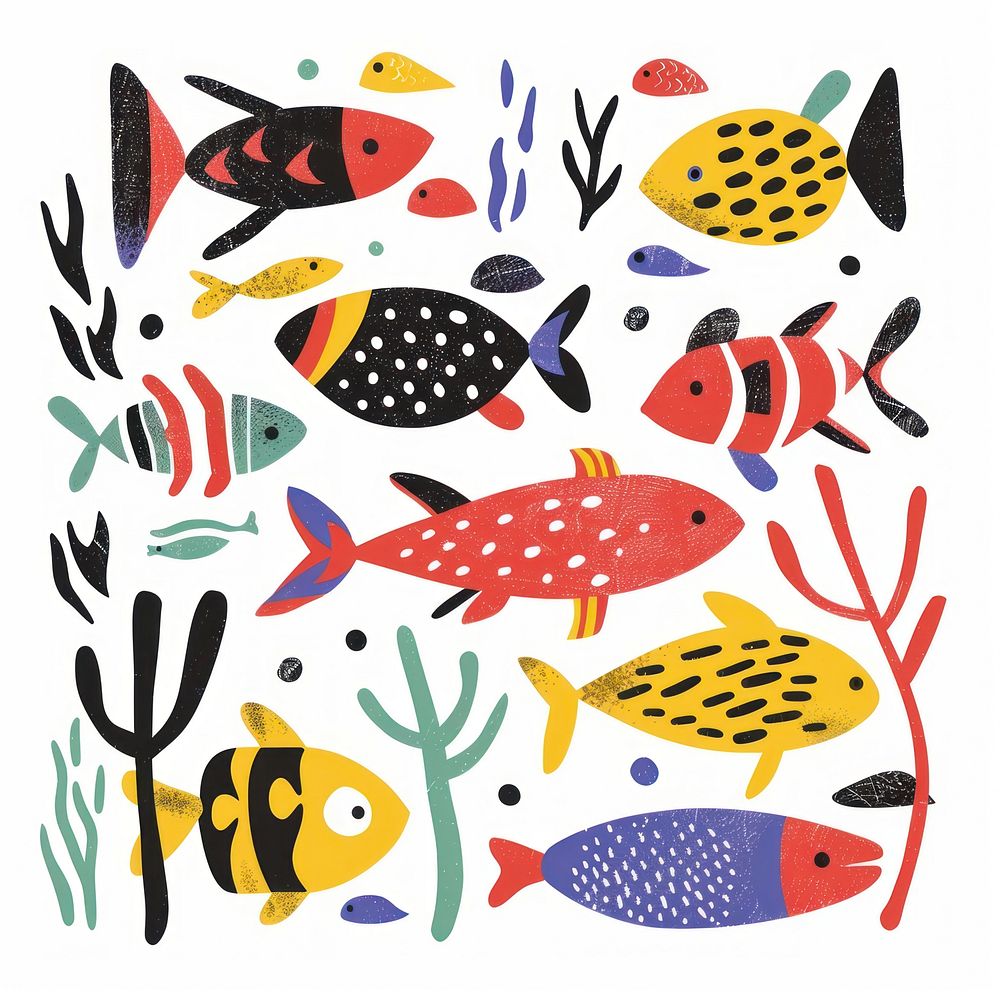 Vector aquarium impressionism pattern animal fish.