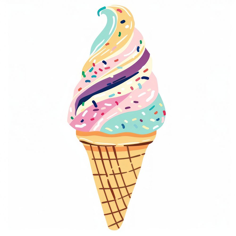 Vector ice cream cone impressionism dessert food white background.