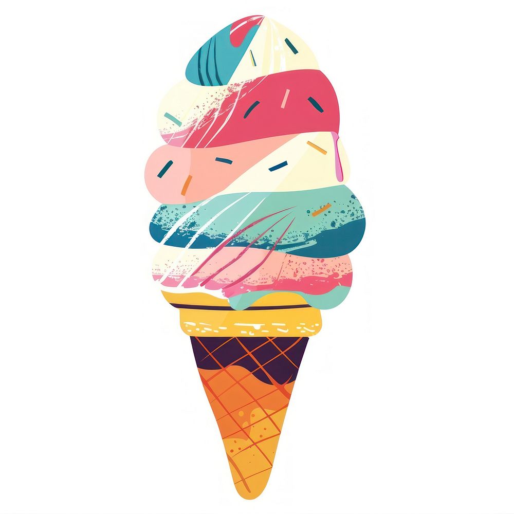 Vector ice cream cone impressionism dessert food outdoors.