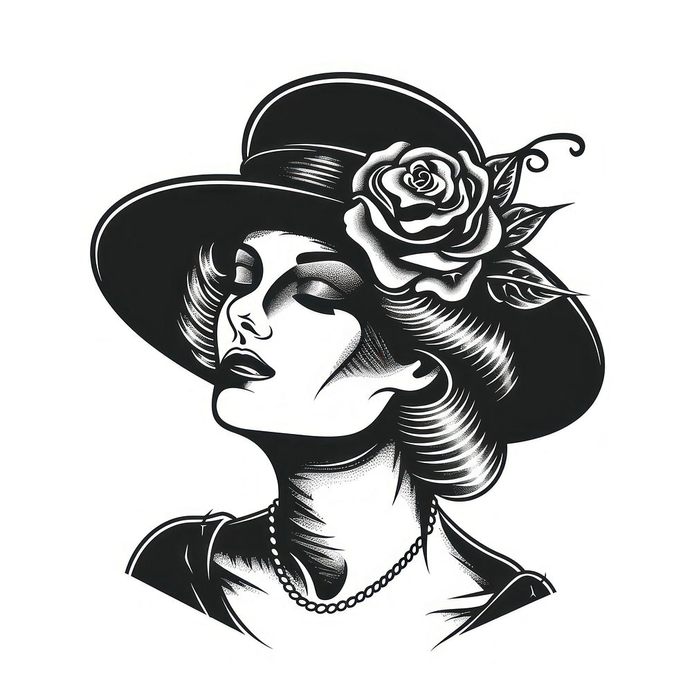 Vintage lady hat drawing sketch adult.