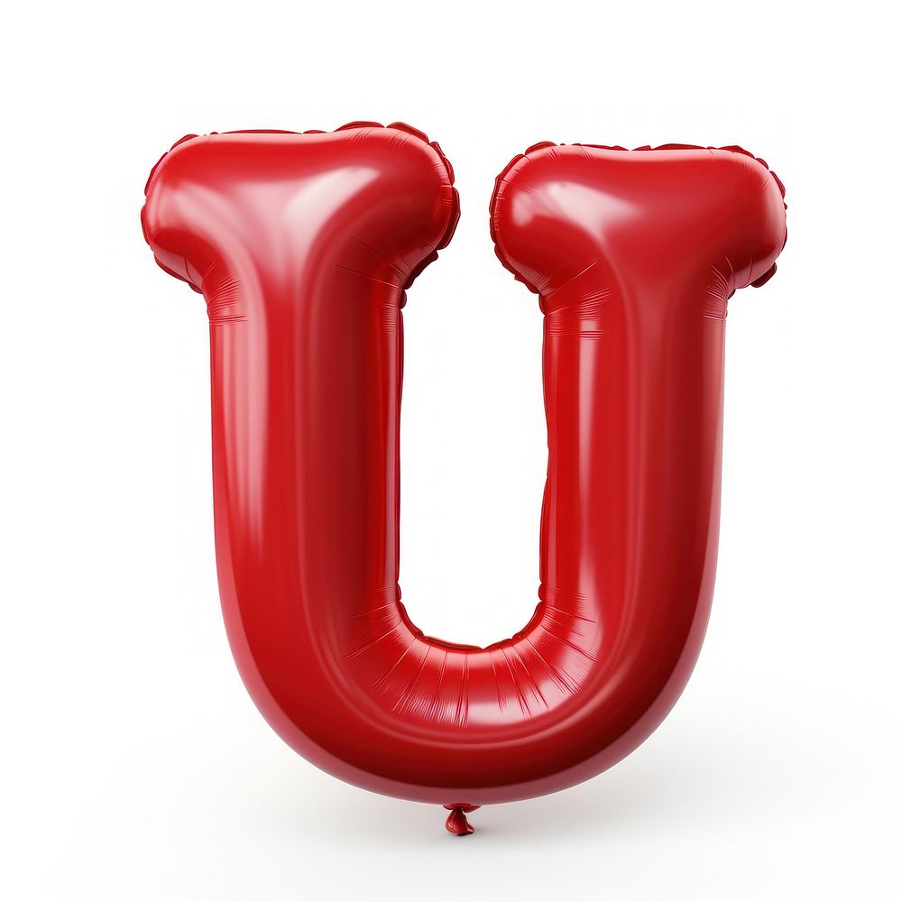 Red U letter balloon text red.
