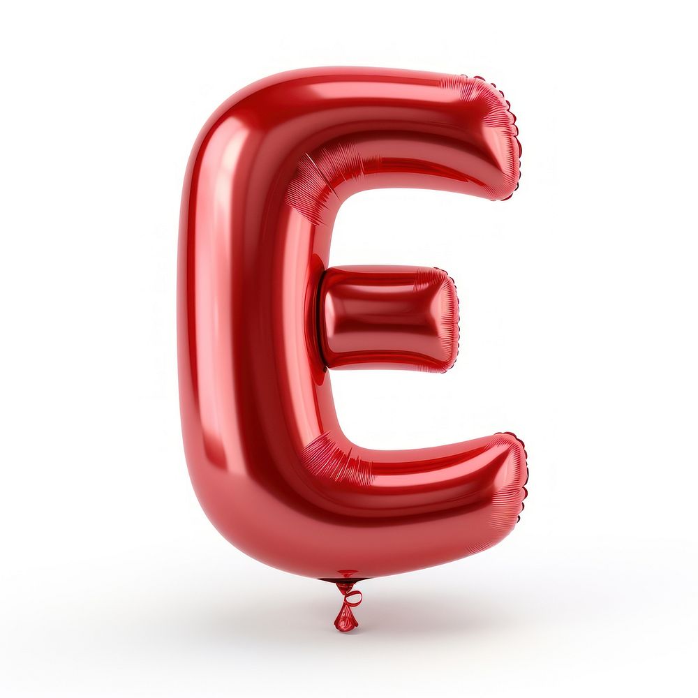 Red E letter balloon text red.