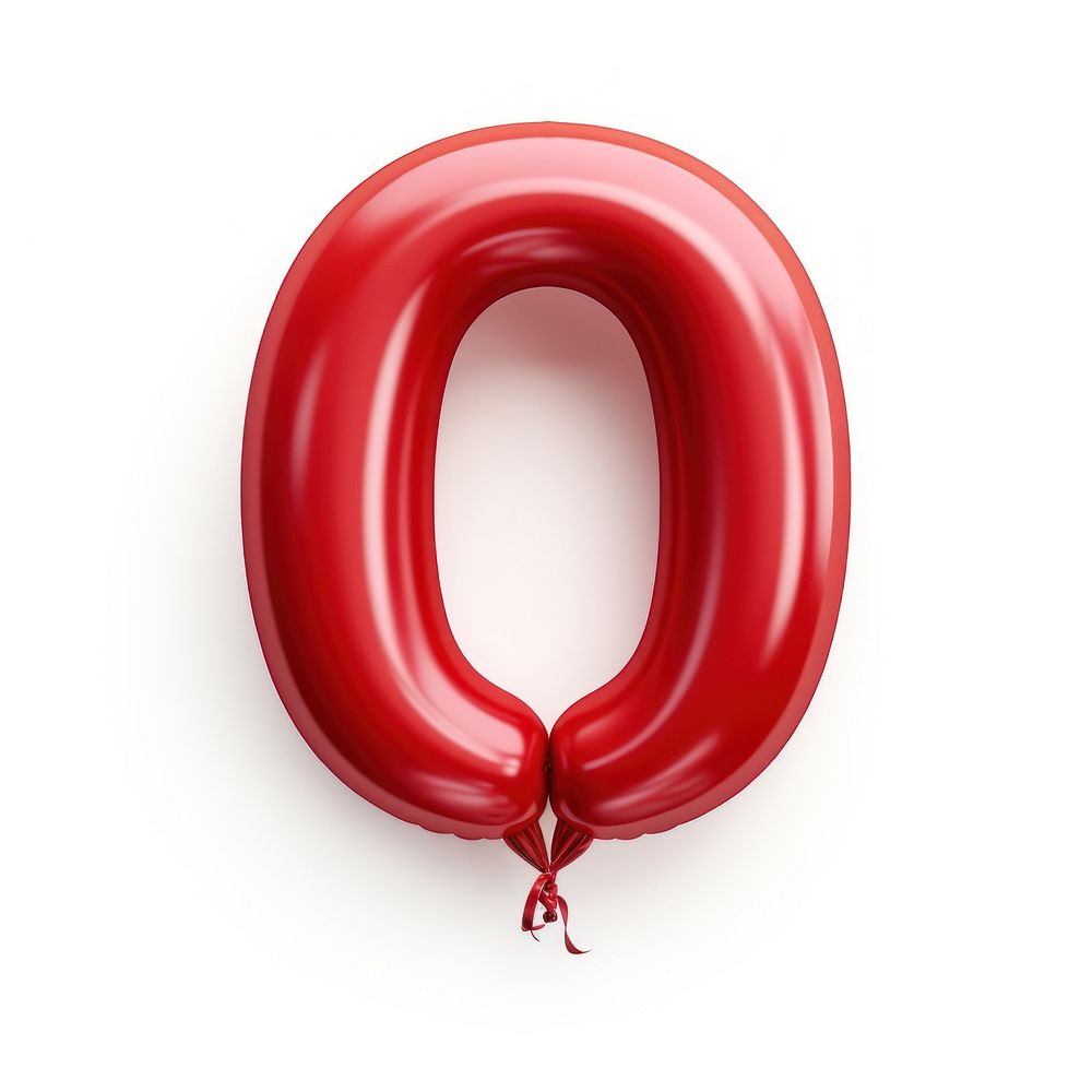 Red O letter balloon red white background.