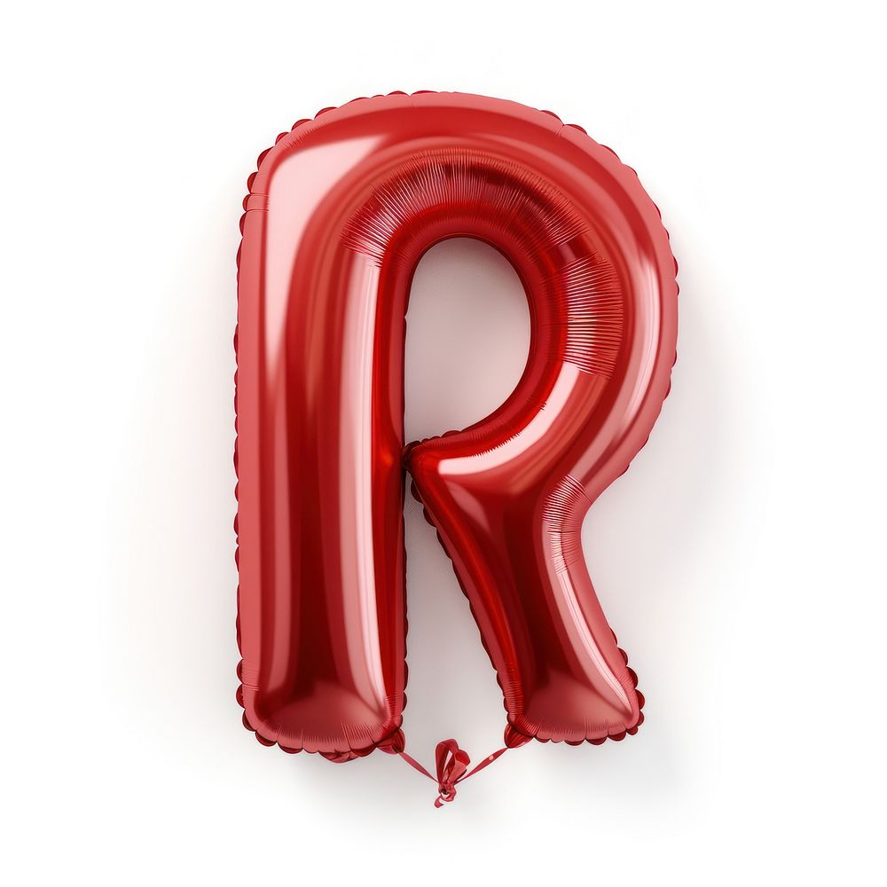 Red R letter balloon text red.