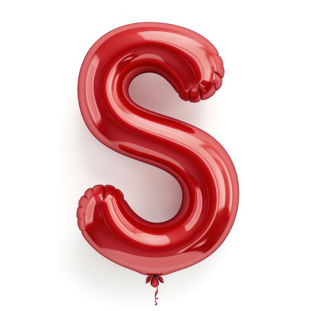 Red S letter balloon red white background.
