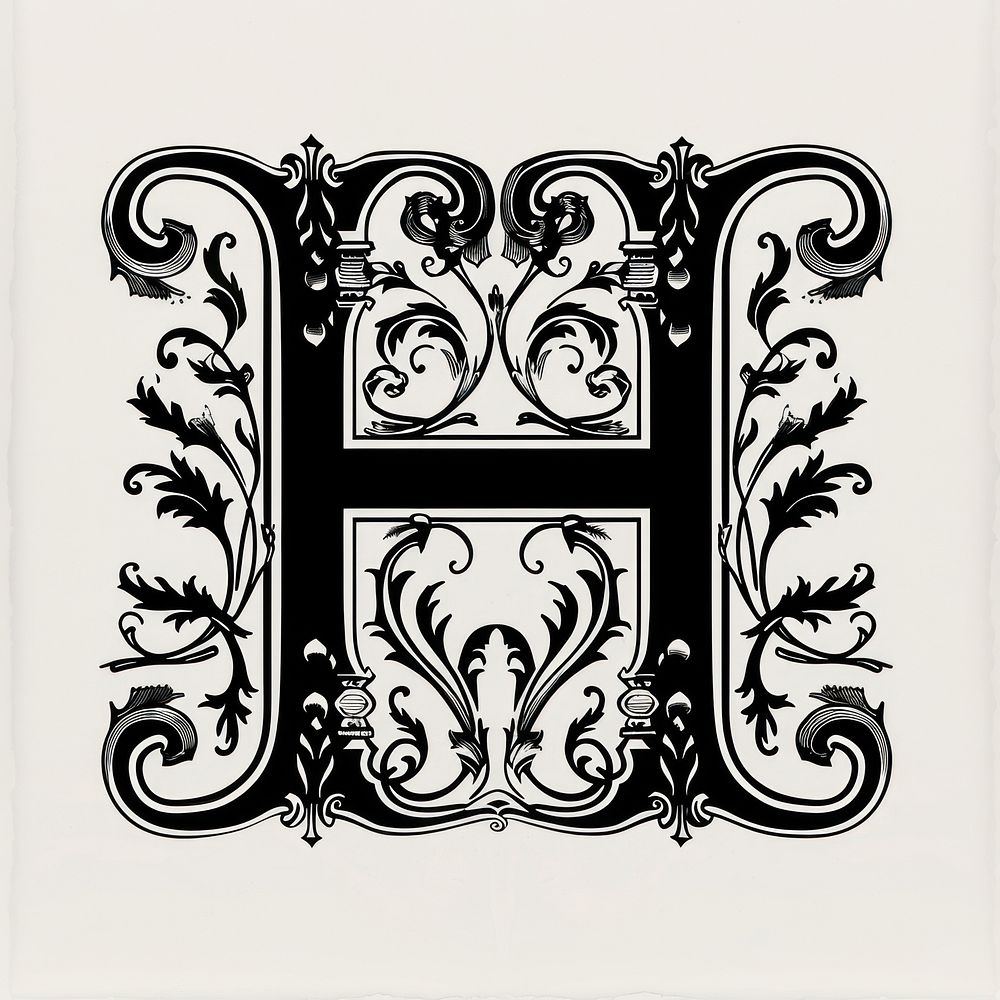 H letter alphabet art letterbox graphics.