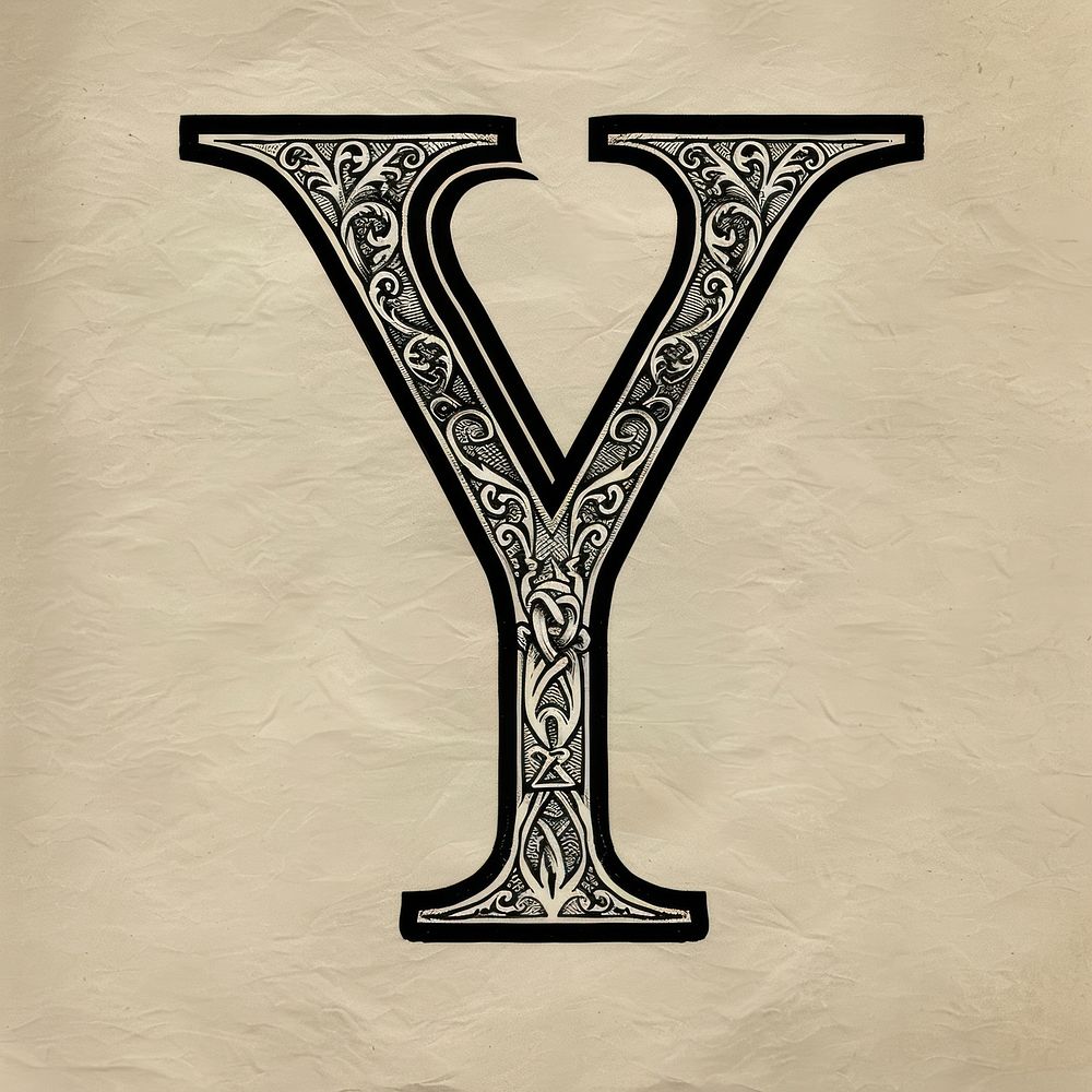 Y letter alphabet art pottery symbol.