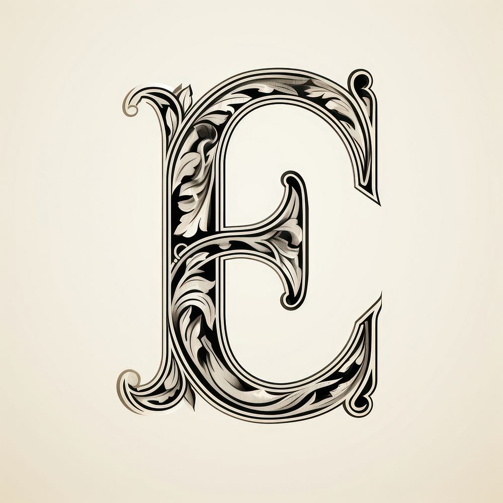 E letter alphabet calligraphy handwriting symbol.