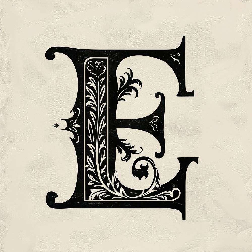 E letter alphabet art graphics stencil.