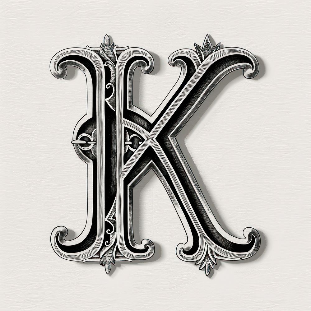 K letter alphabet ampersand symbol emblem.