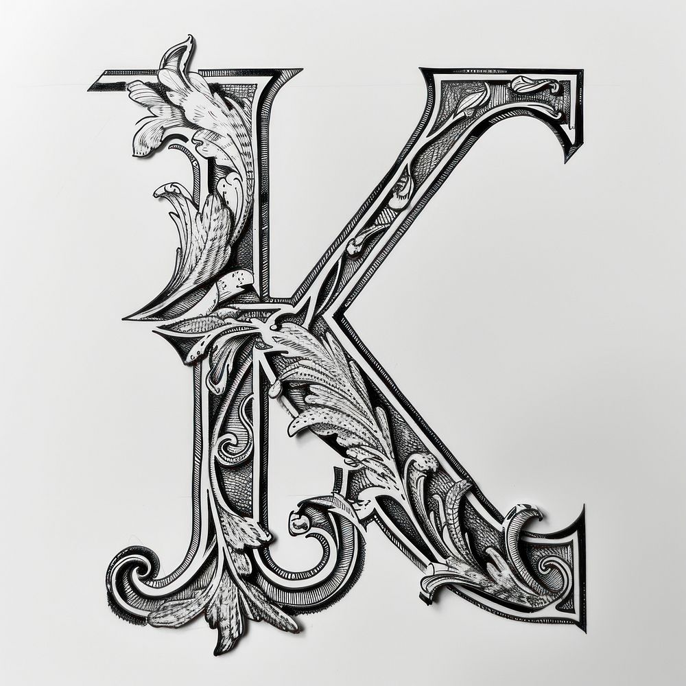 K letter alphabet symbol number cross.