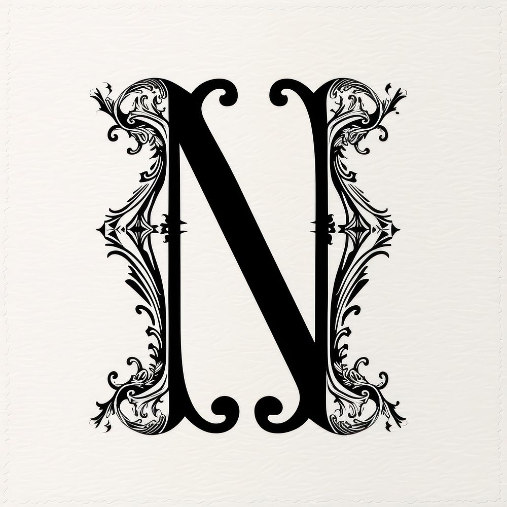 N letter alphabet art ampersand graphics.