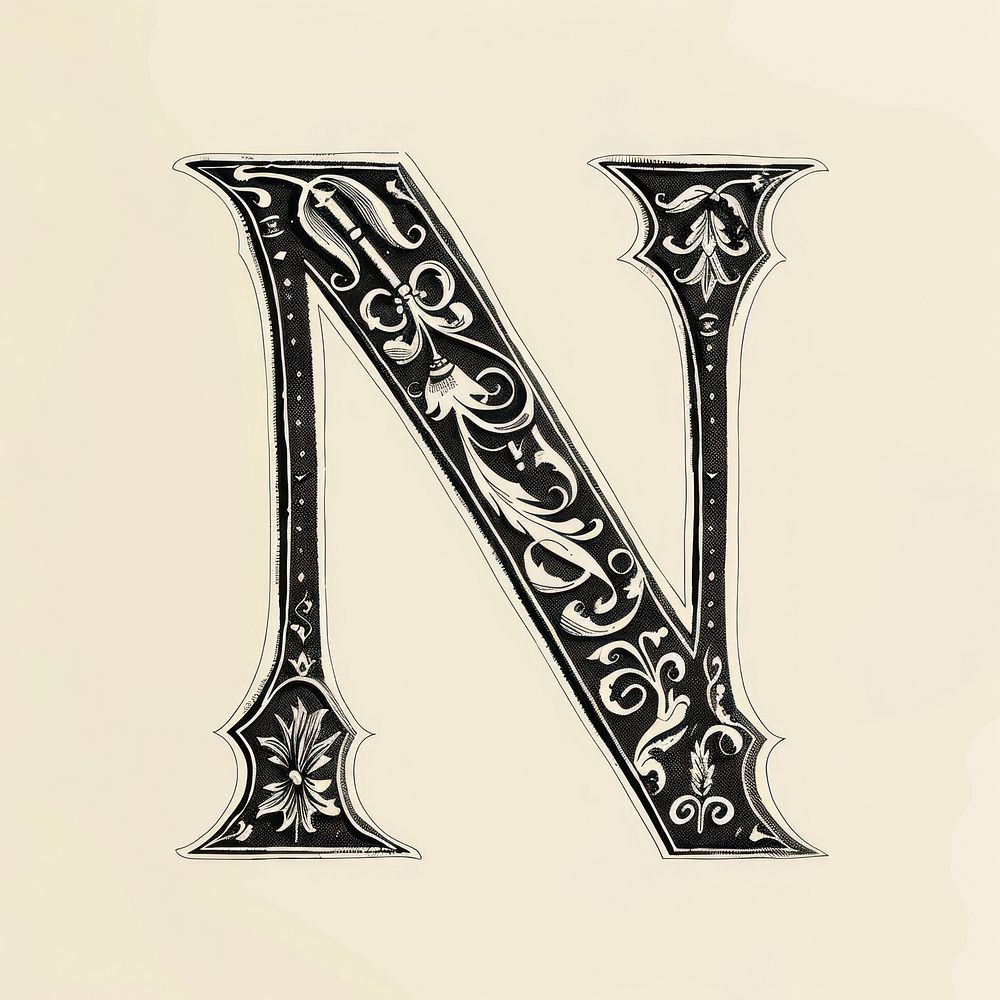 N letter alphabet weaponry number symbol.