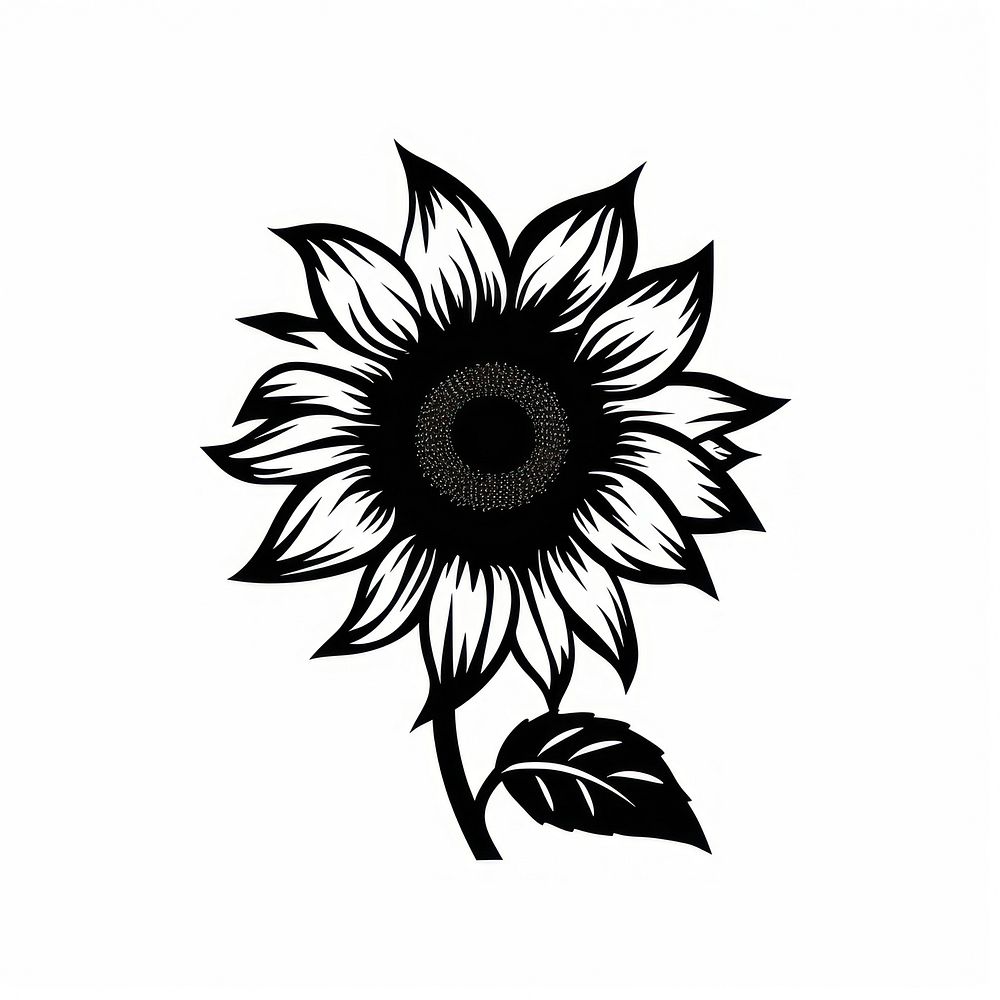 Sun flower silhouette clip art sunflower blossom stencil.