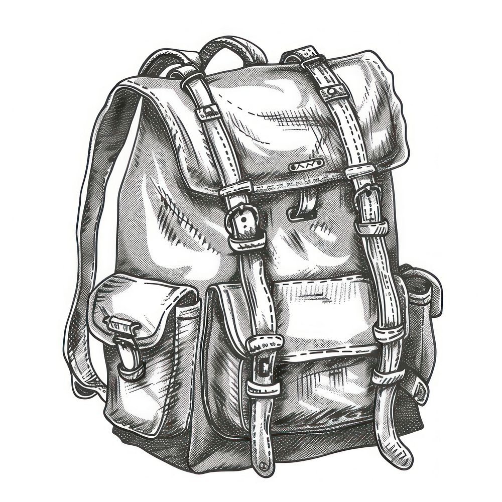 Backpack illustrated clothing apparel.