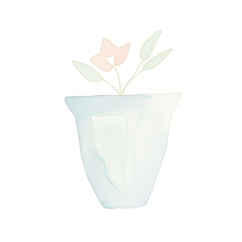 Watercolor abstract flower vase petal plant white.