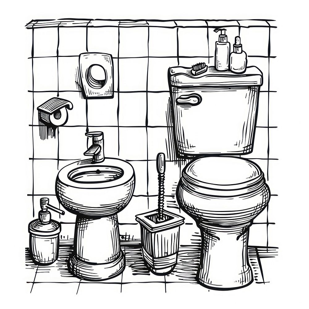Bathroom accessory illustrated indoors drawing.