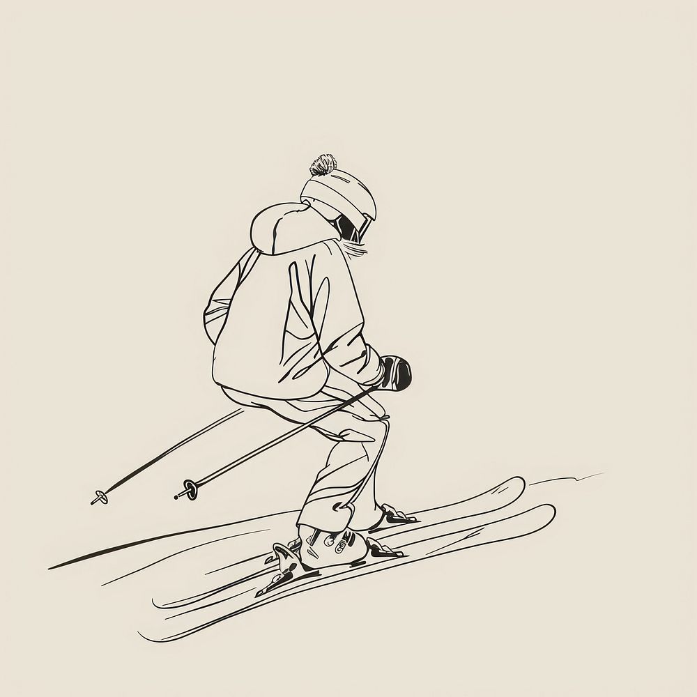 Skiing illustrated recreation outdoors.