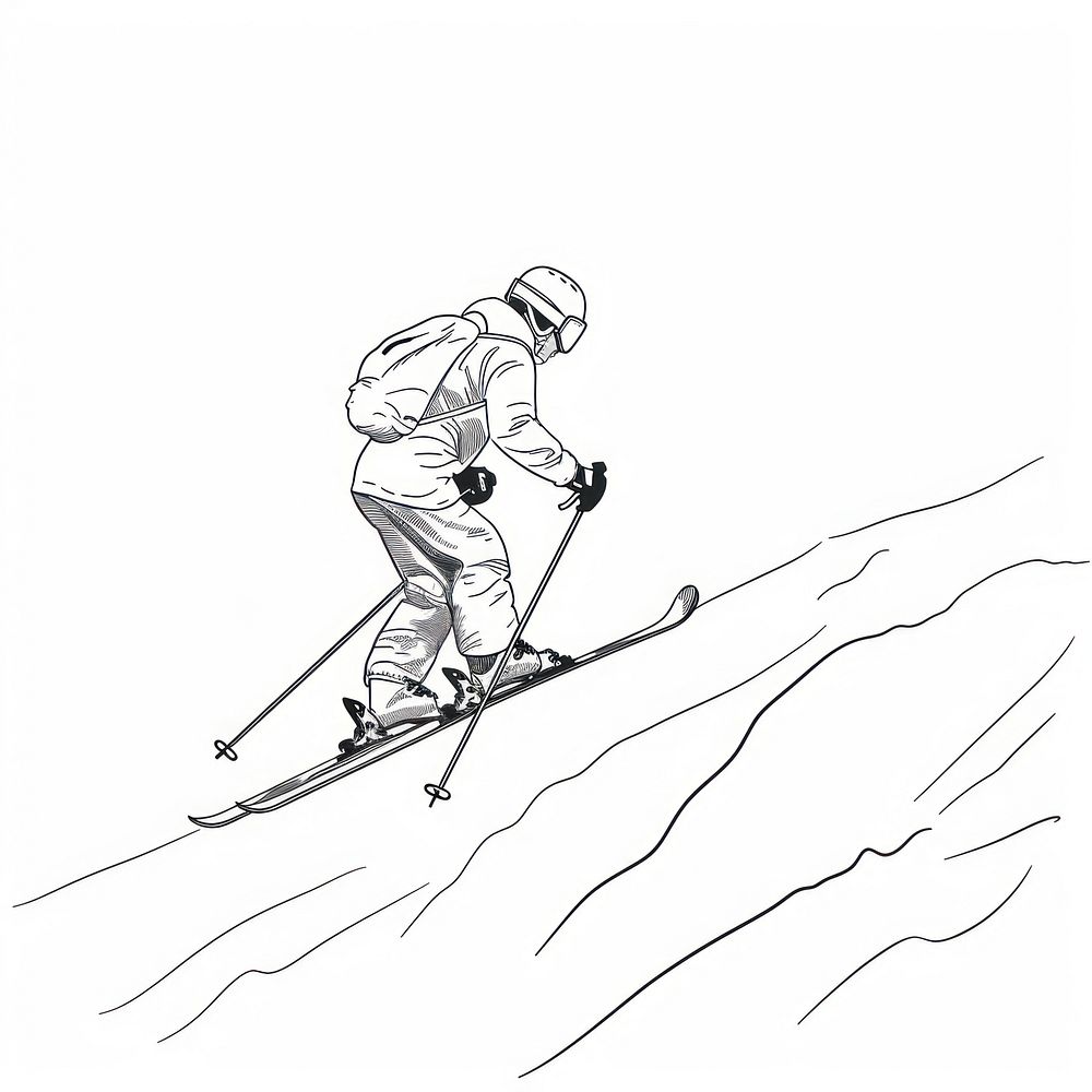 Skiing illustrated recreation outdoors.