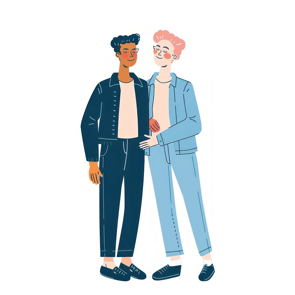 LGBTQ couple illustrated clothing footwear.
