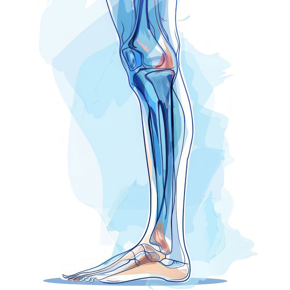 Painful leg illustrated drawing sketch.