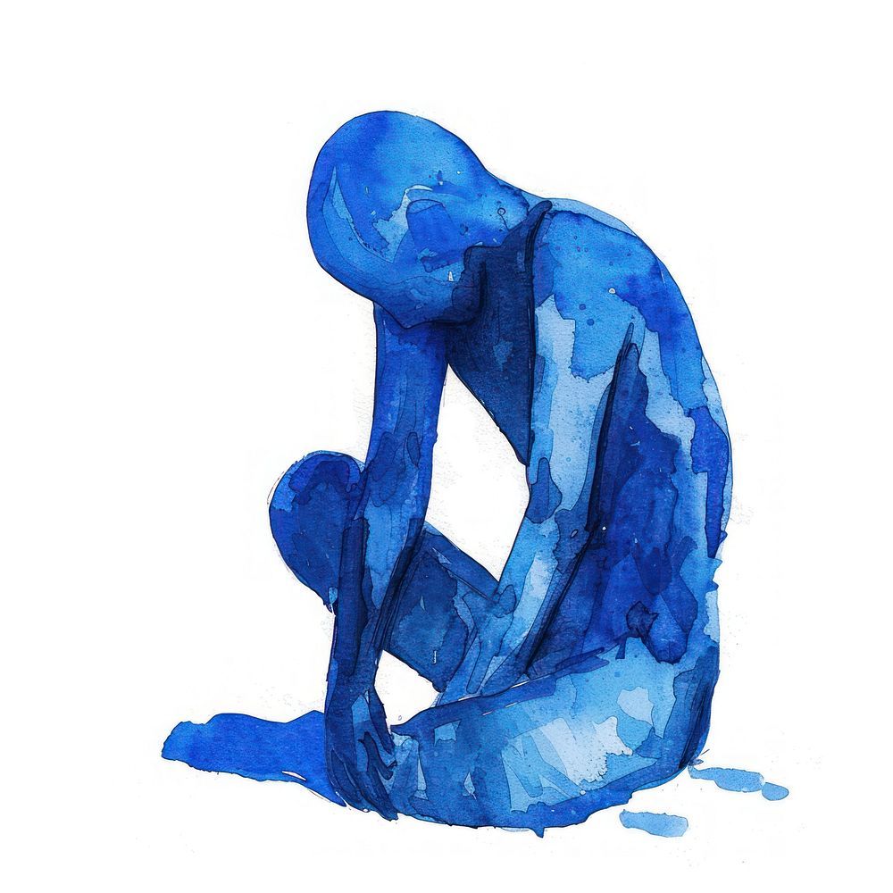 Sad person kneeling painting human.