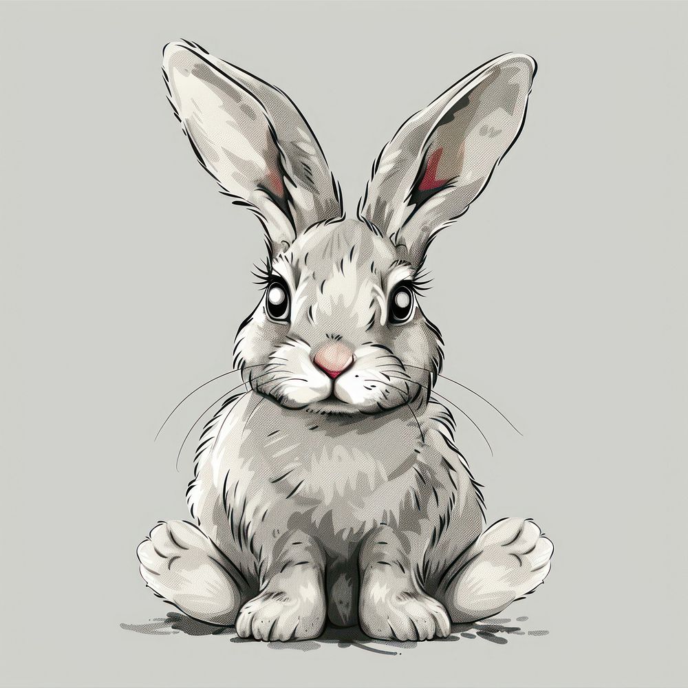 Easter bunny illustrated wildlife drawing.