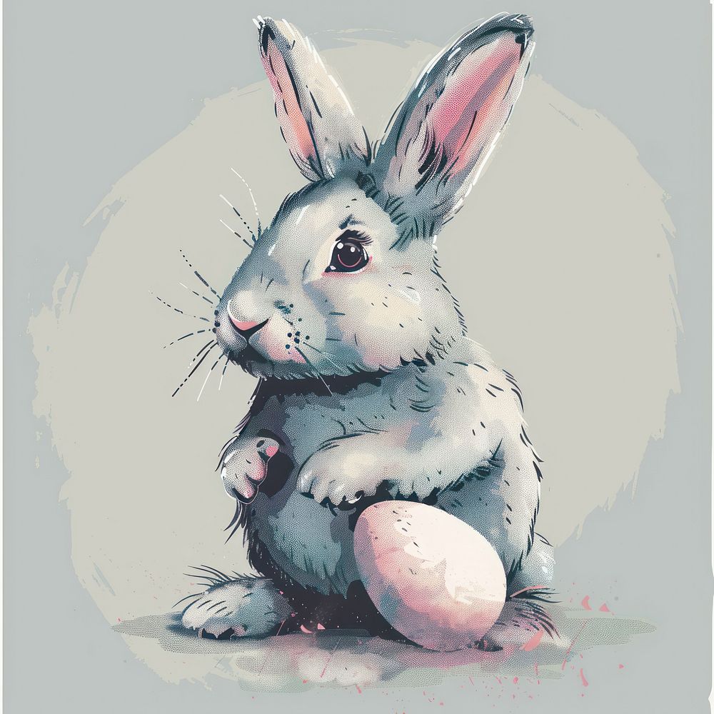 Easter bunny illustrated drawing animal.