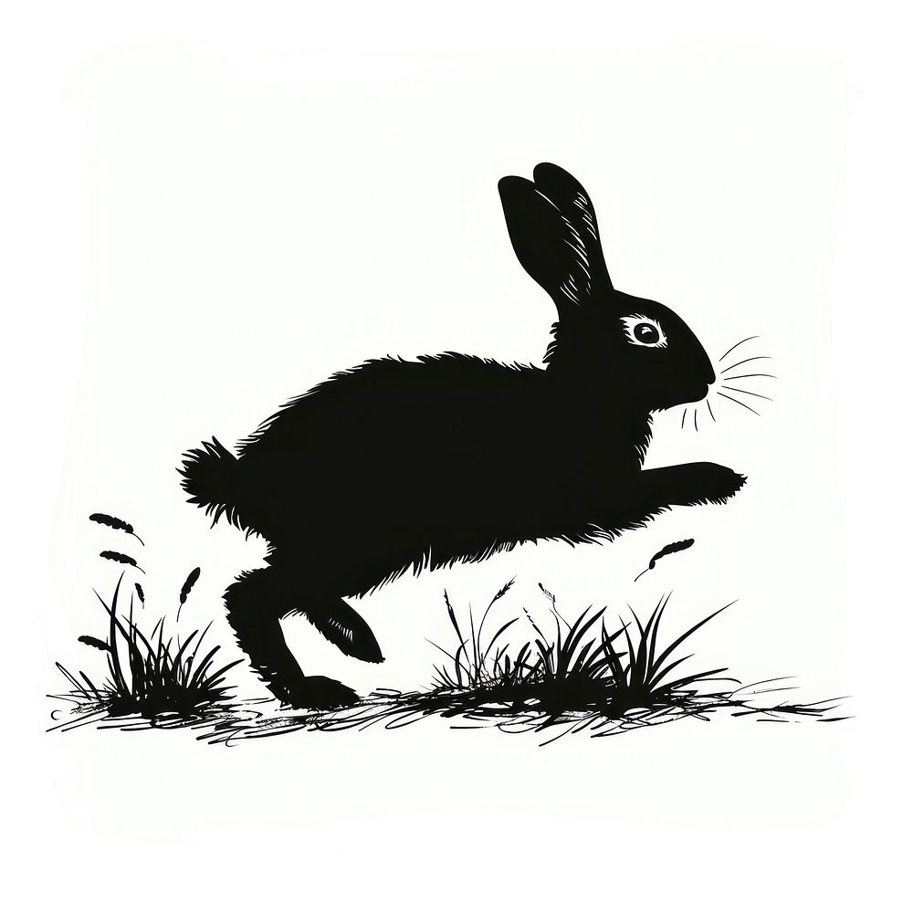 Easter bunny running silhouette animal mammal.