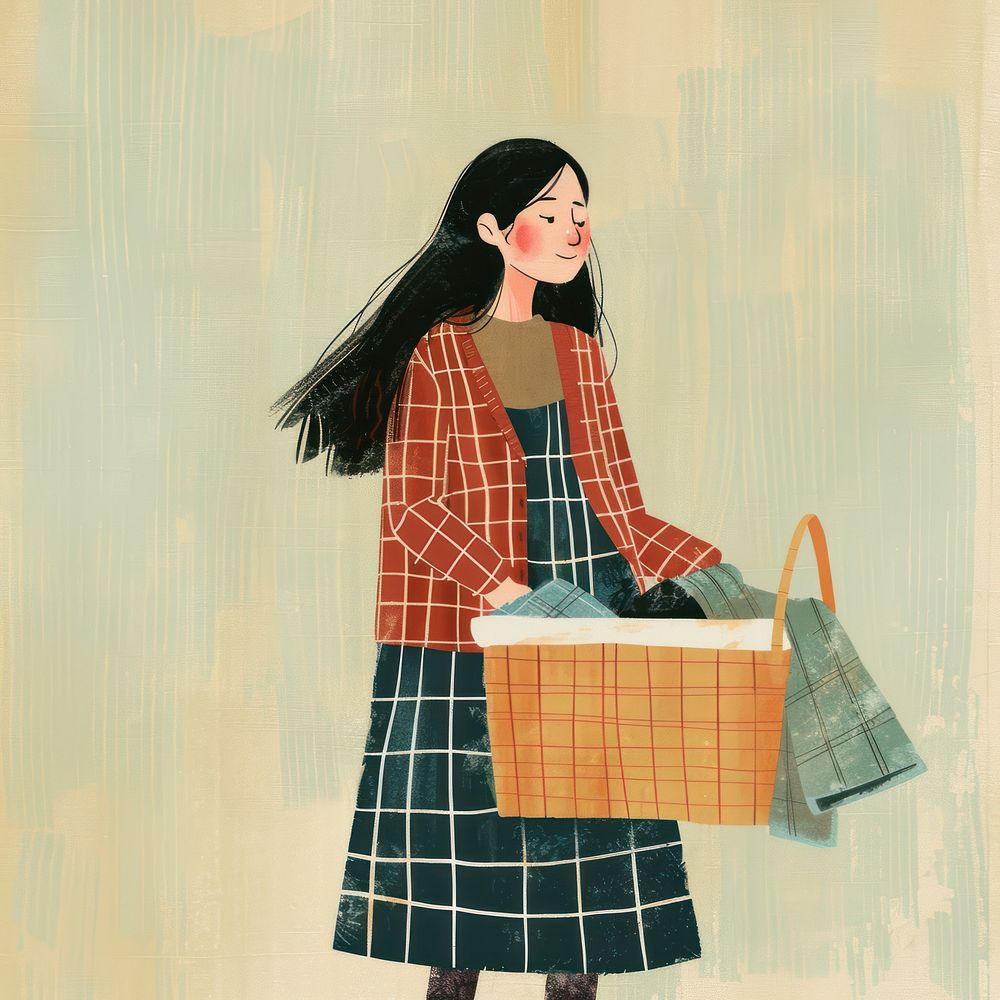 Woman holding laundry basket accessories accessory handbag.