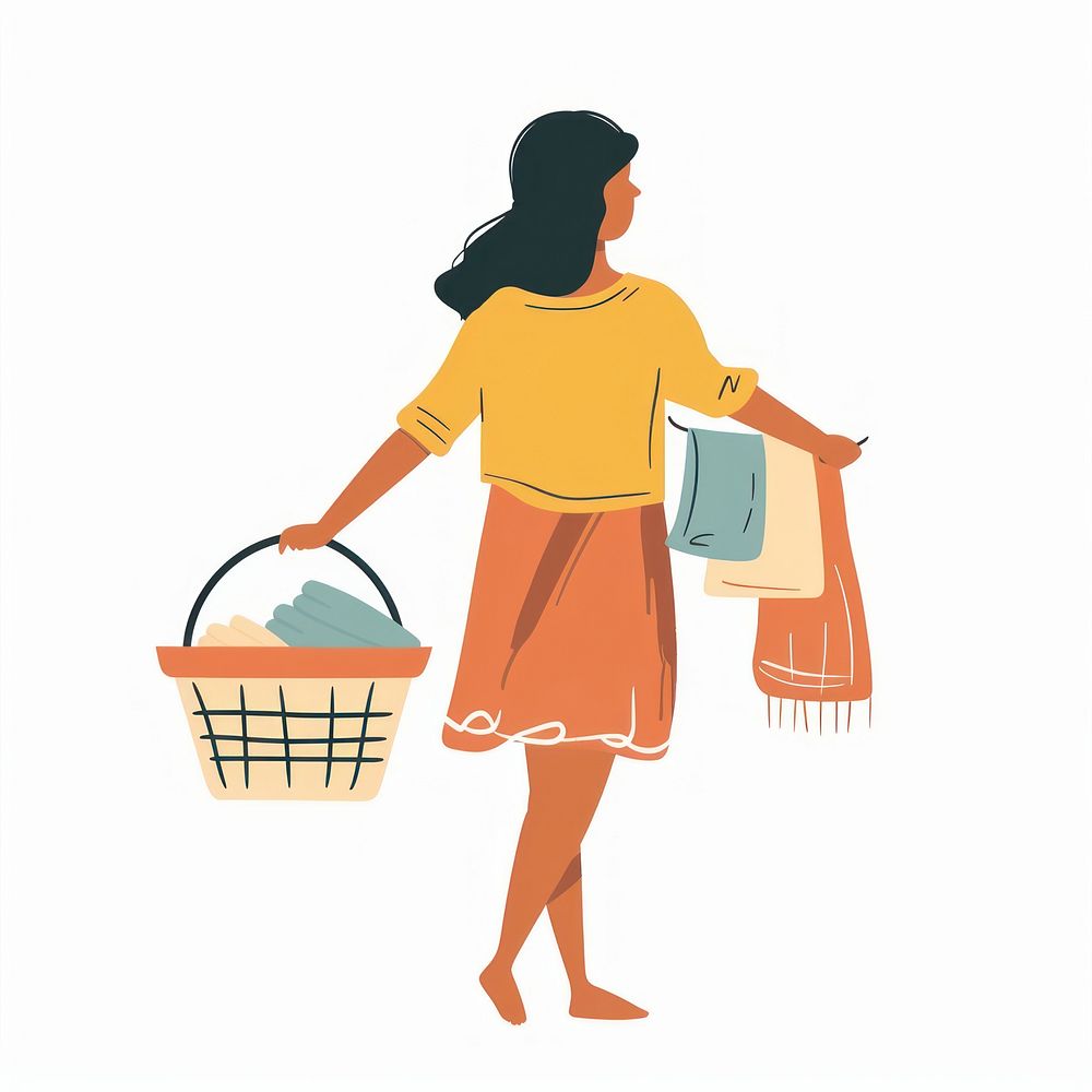 Woman holding laundry basket shopping person female.