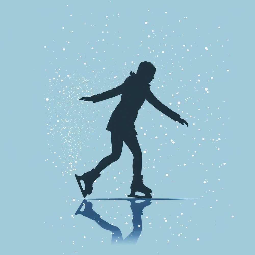 Ice skating silhouette recreation clothing.