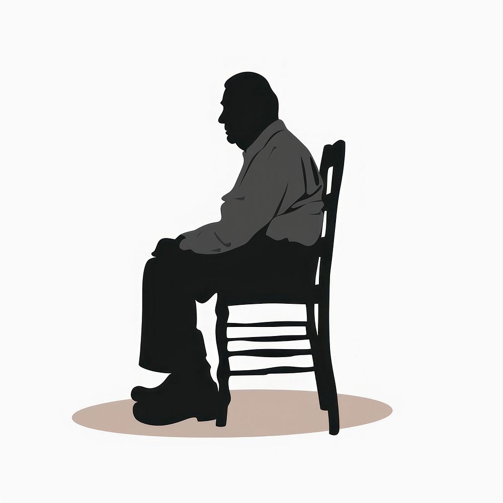 One elderly on chair silhouette furniture clothing.