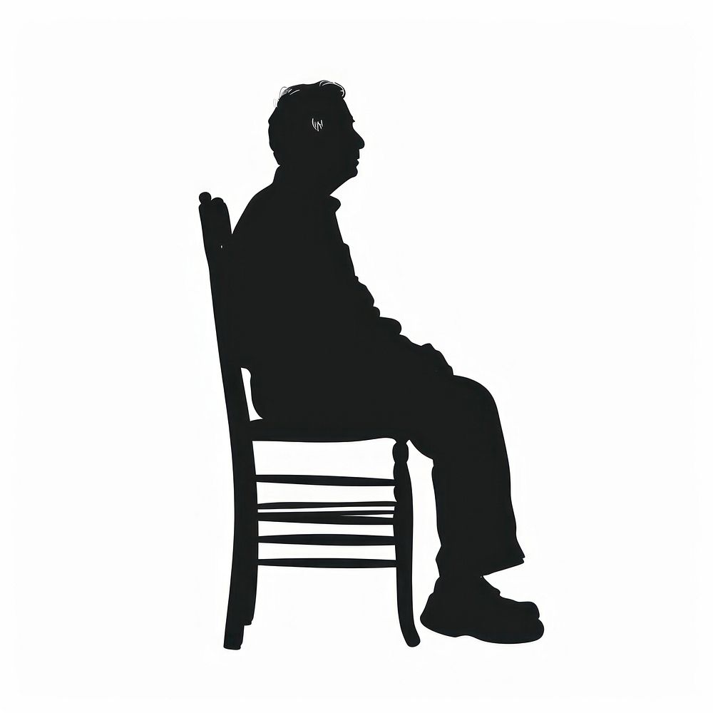 One elderly on chair silhouette furniture clothing.