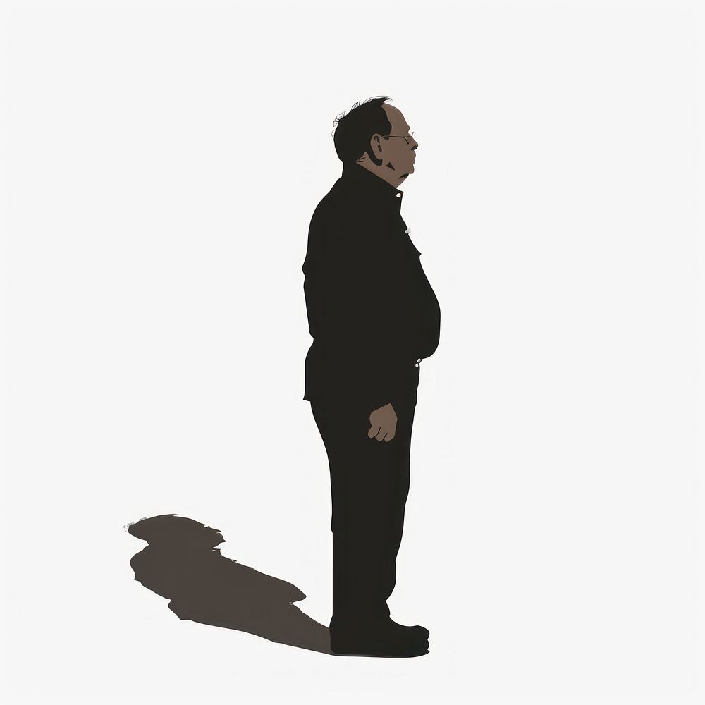 One elderly people silhouette standing clothing.