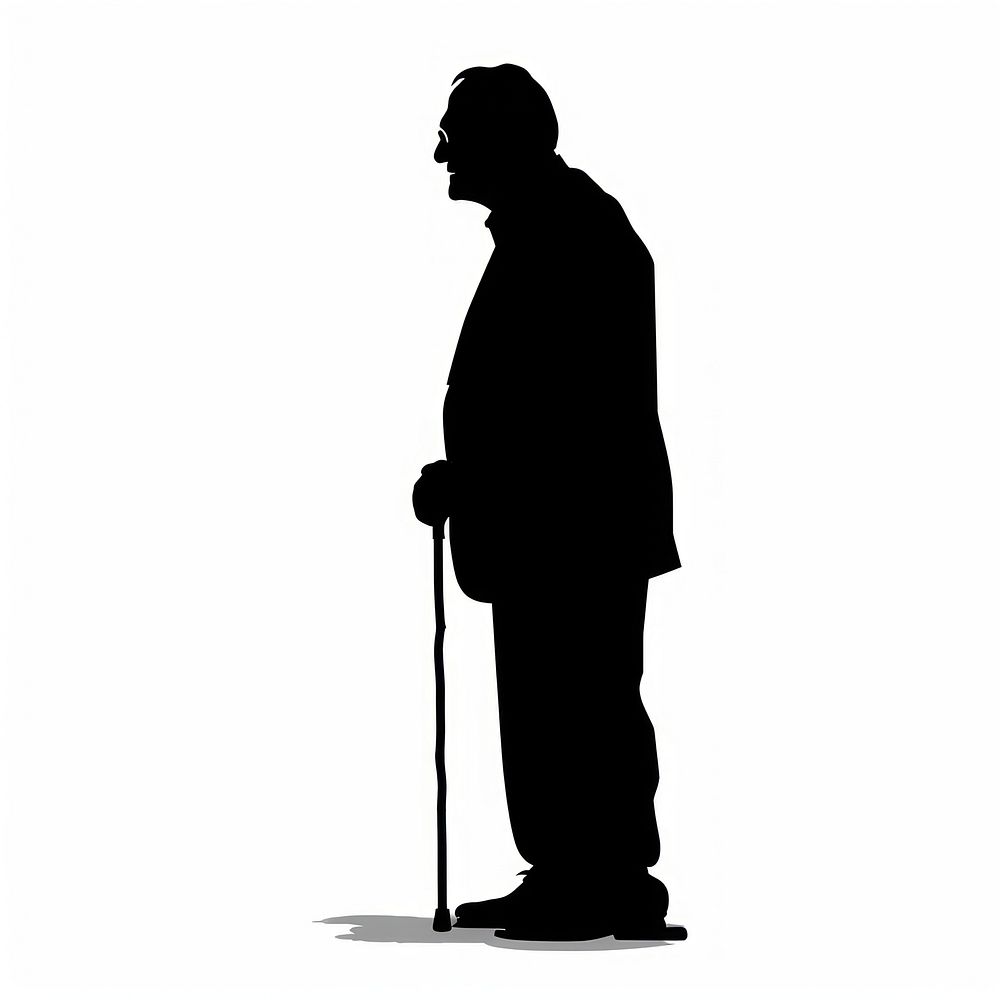 One elderly people silhouette walking person.