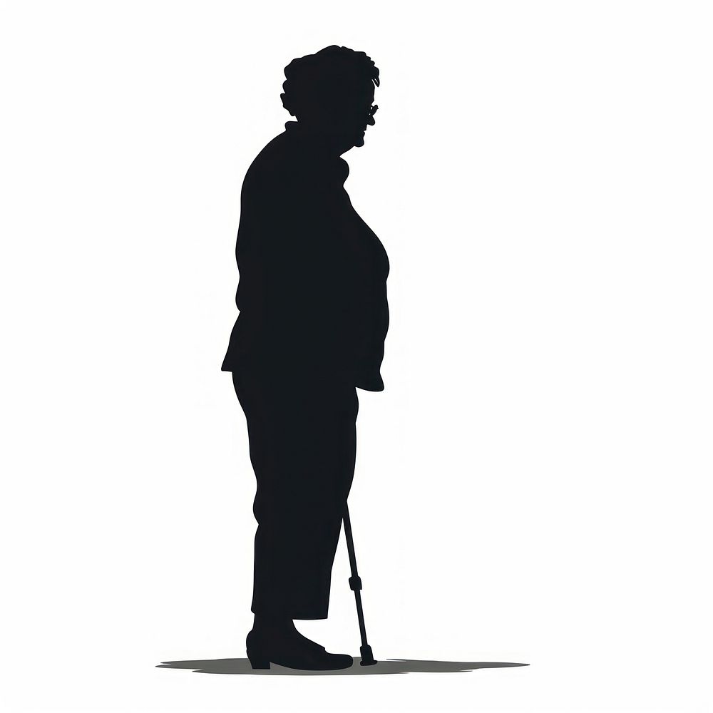 One elderly woman silhouette walking person.