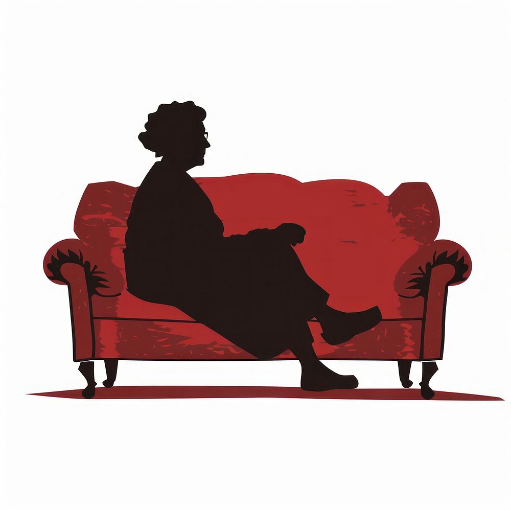 One elderly woman on sofa silhouette furniture female.