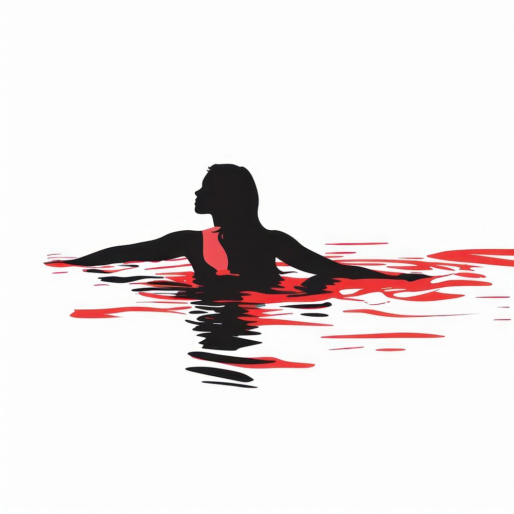 A woman swimming silhouette recreation clothing.