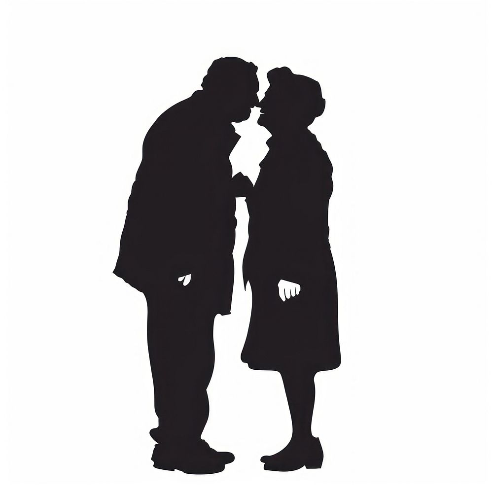 Elderly couple silhouette clothing apparel.
