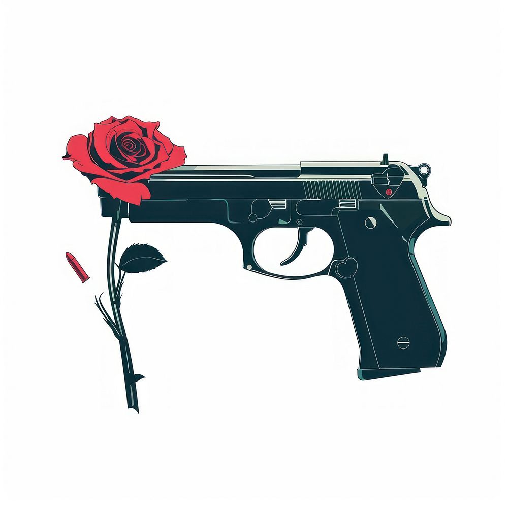 Gun with rose bullet weaponry blossom firearm.