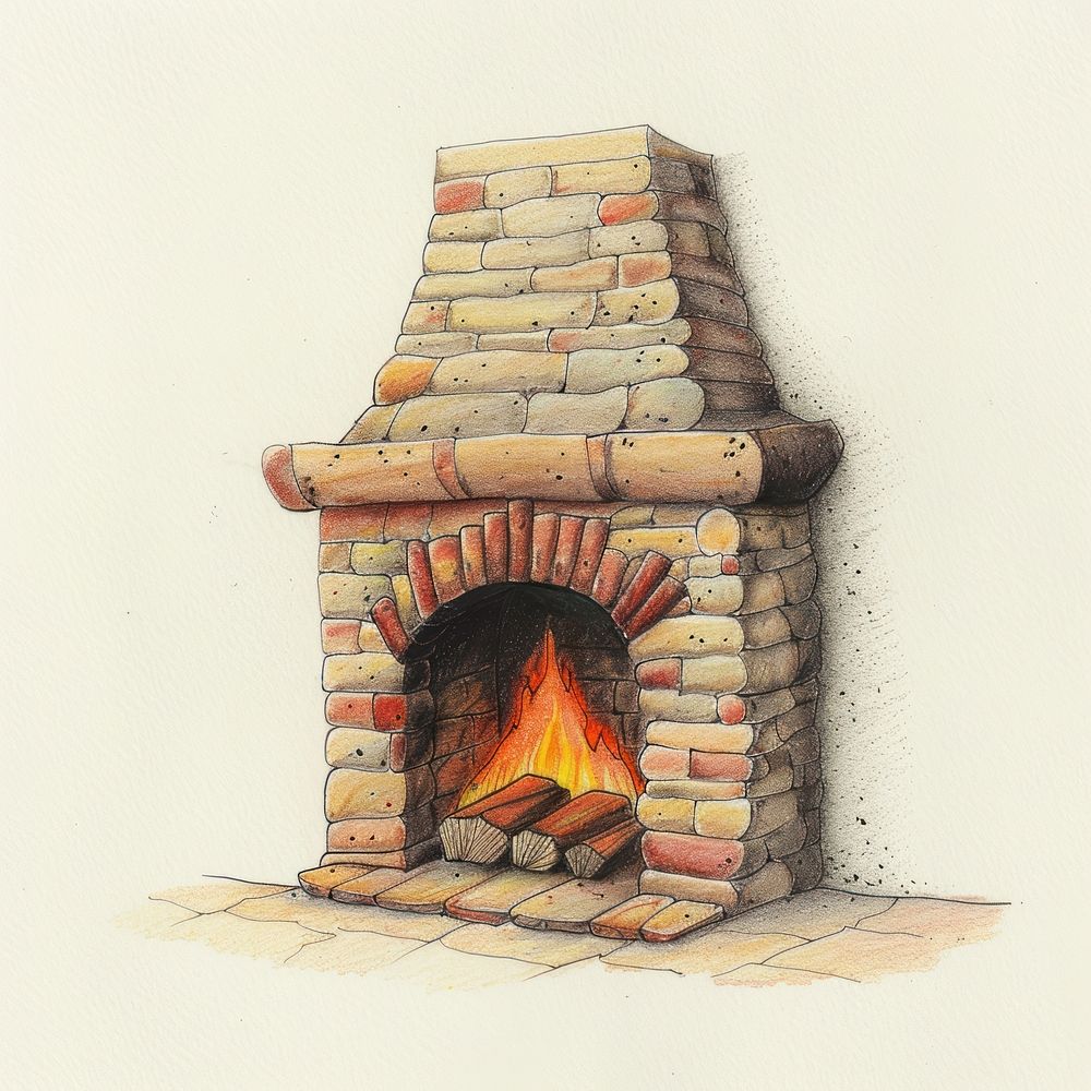Fireplace indoors hearth brick.