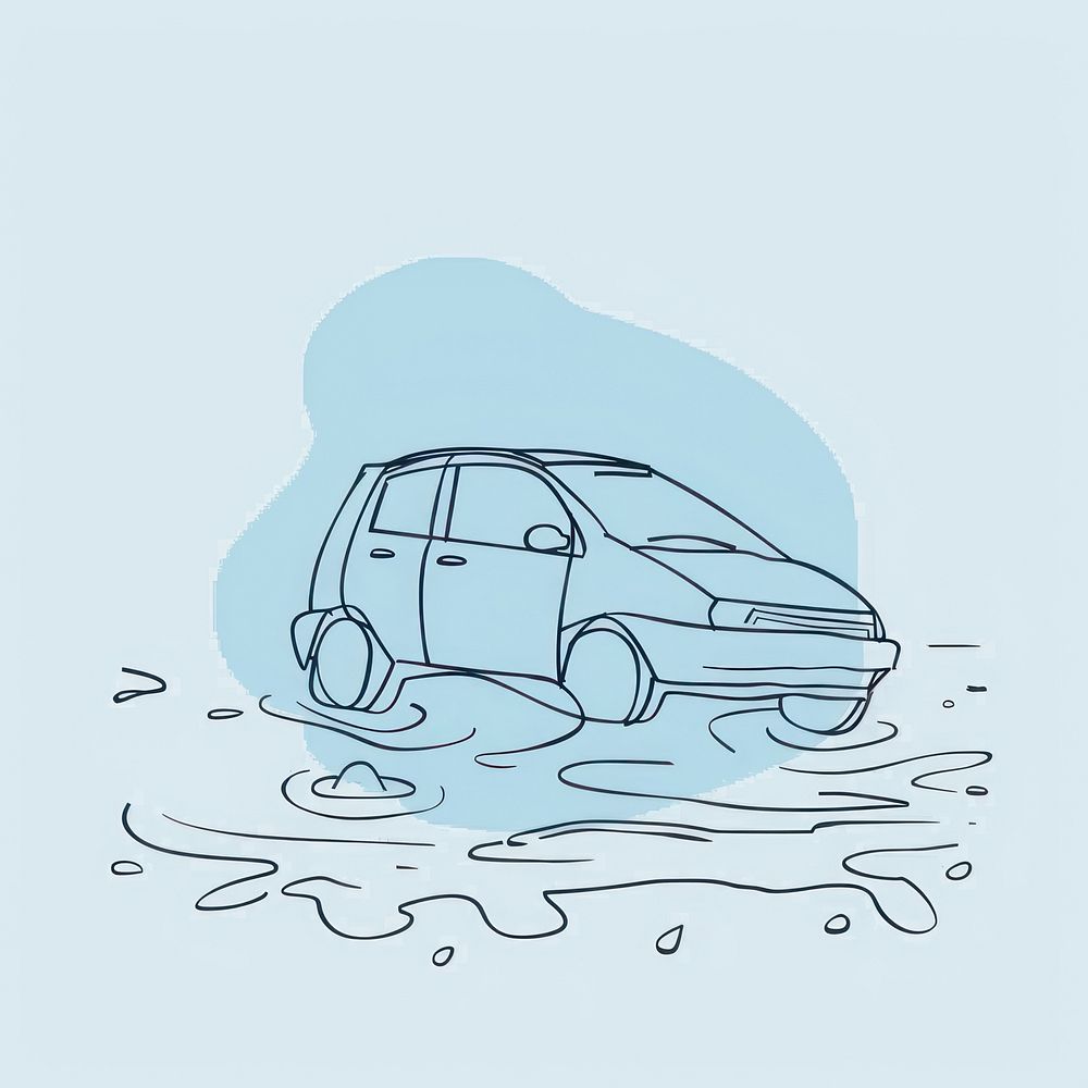 Car and water drop transportation illustrated automobile.